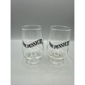 Vintage Early Times Whiskey Glass The Pussycat Pedestal Cocktail 5” Set/2